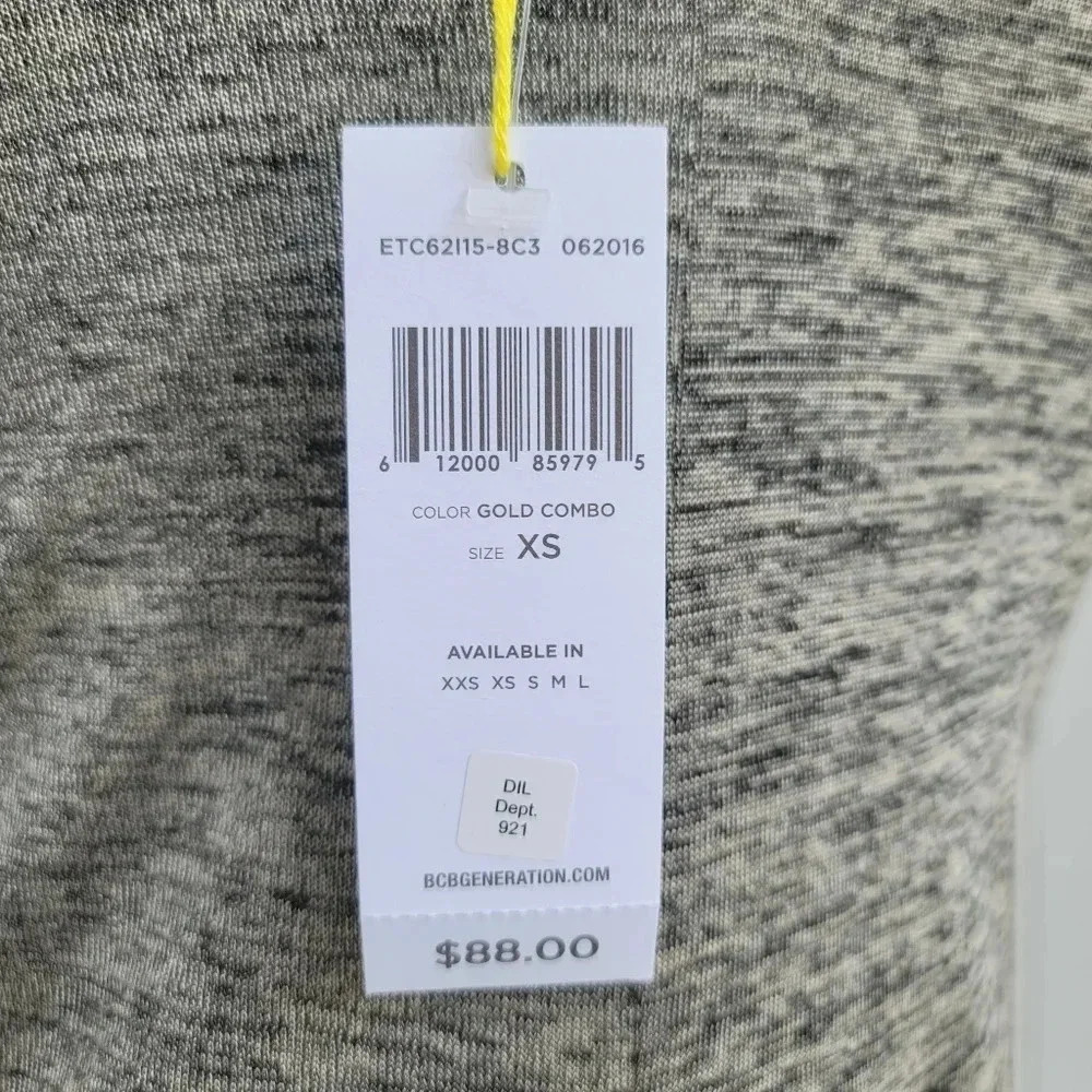 NWT BCBGeneration Women's Heathered Double Layer Sleeveless Gold Combo Dress XS - Picture 15 of 16